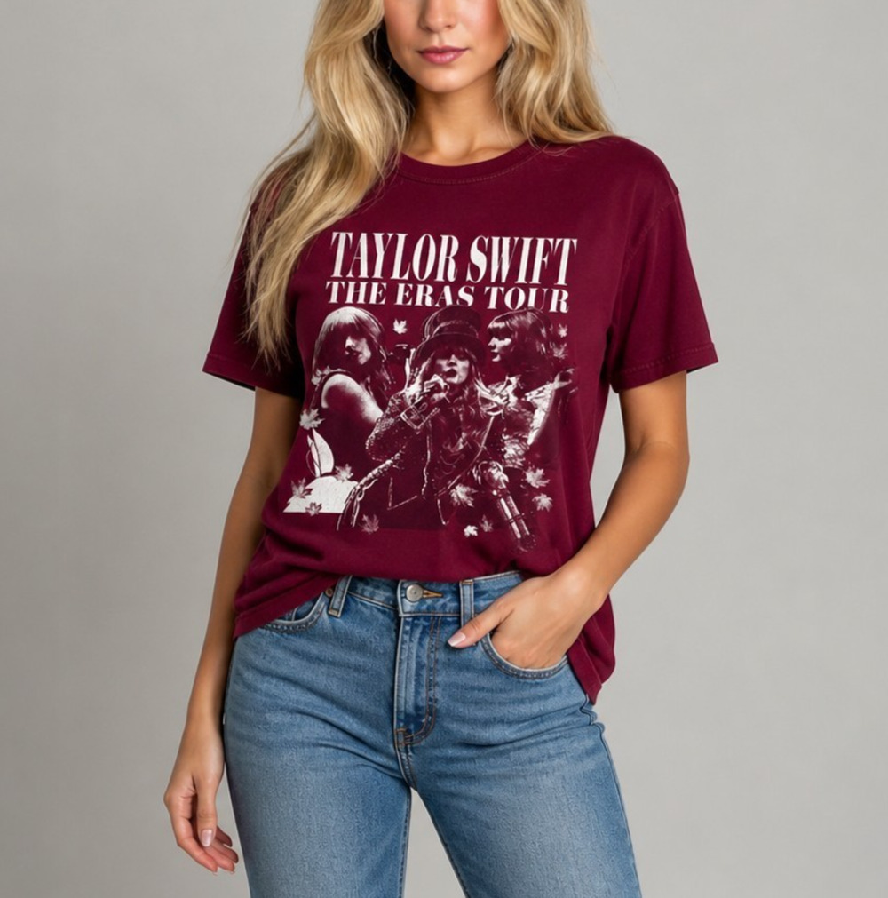 Taylor Swift The Eras Tour 2023 T Shirt Womens Large Burgundy Concert Tee